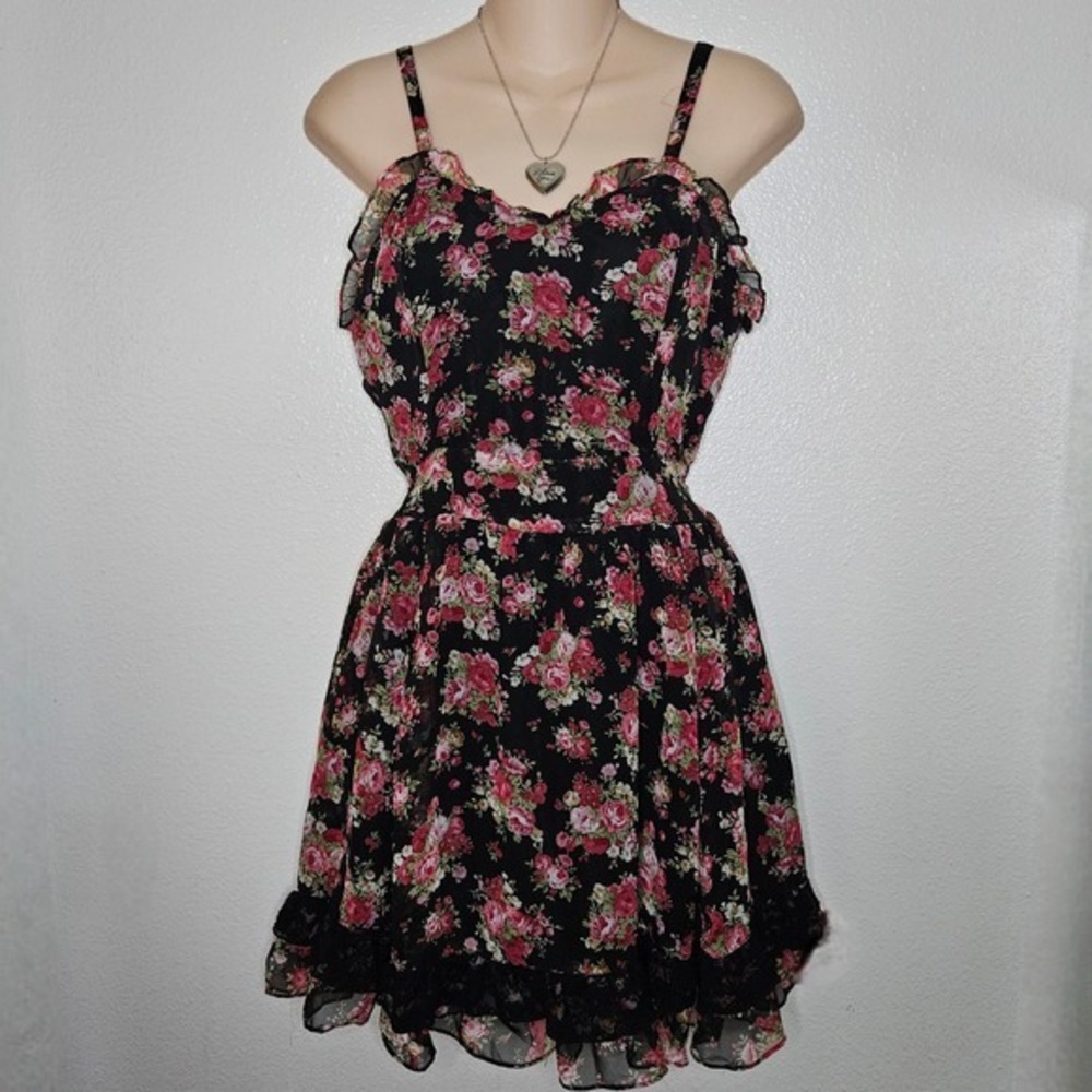 Tripp NYC Floral Mini Dress Rose Print  Ruffle